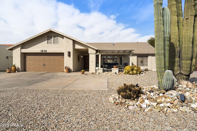 single story home featuring a garage