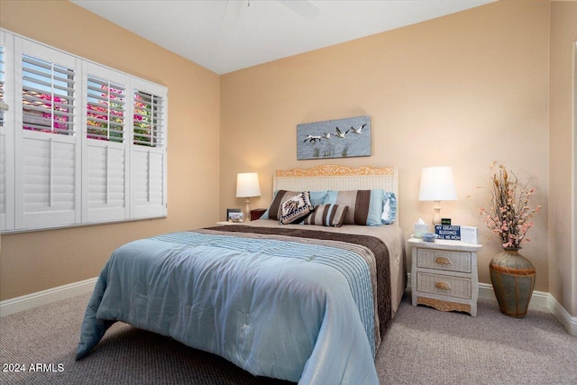 bedroom with carpet and ceiling fan