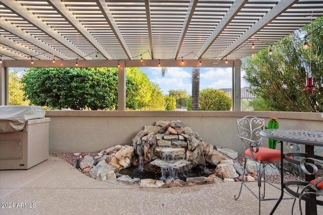 view of patio / terrace featuring a pergola