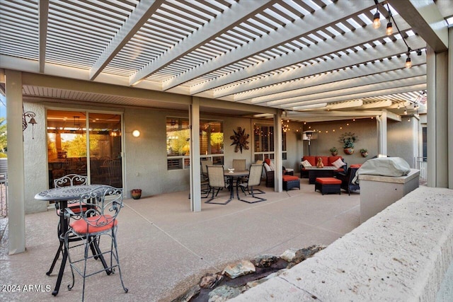 view of patio featuring a pergola