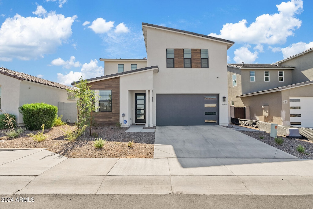 contemporary home featuring a garage