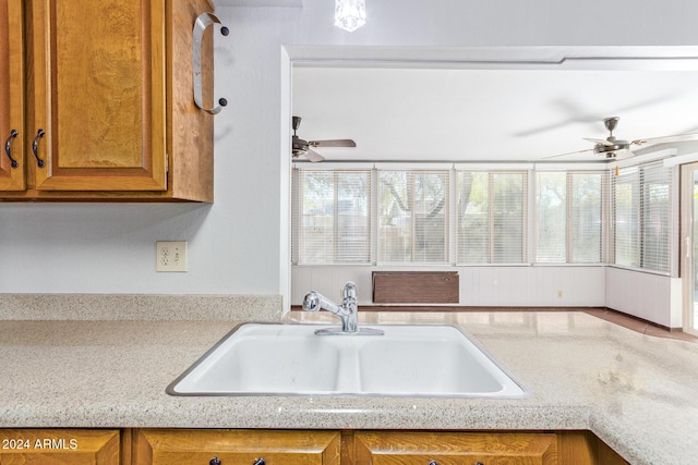 kitchen with sink and ceiling fan