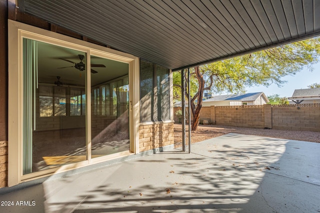 view of patio with ceiling fan