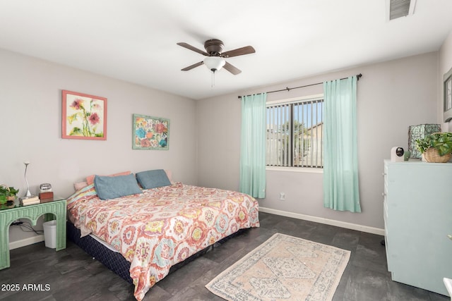 bedroom featuring ceiling fan