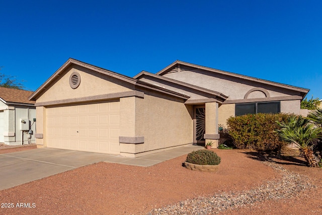 single story home featuring a garage