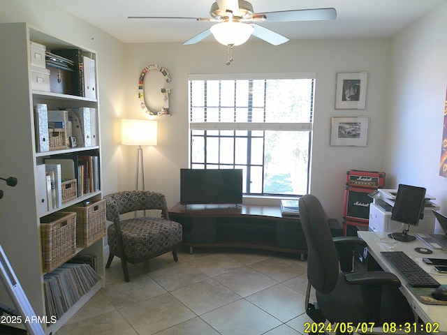 8700 E Mountain View Rd Unit 2029, Scottsdale, AZ 85258 - tiled office featuring ceiling fan and plenty of natural light