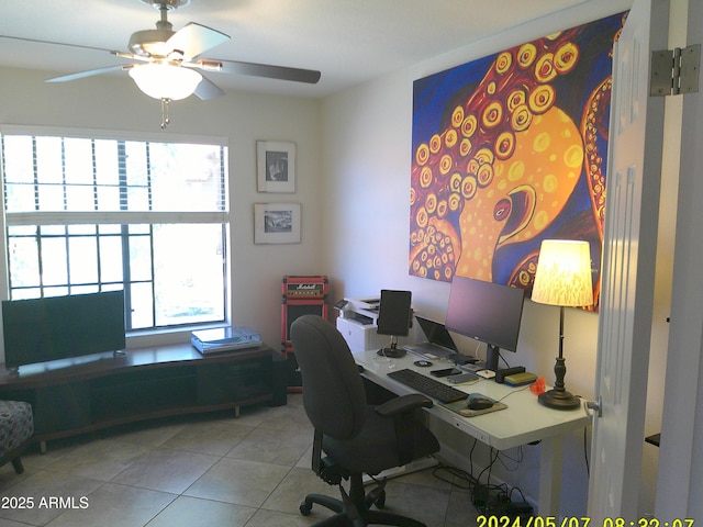 8700 E Mountain View Rd Unit 2029, Scottsdale, AZ 85258 - tiled office with a ceiling fan