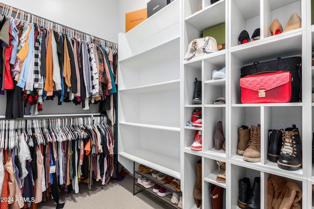 spacious closet with carpet