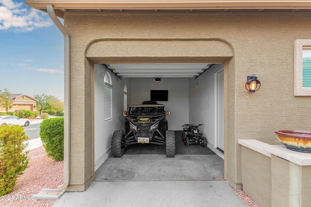 view of garage