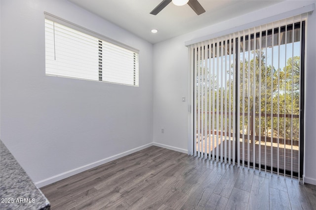 2943 E Lookout Ln, Overgaard, AZ 85933 - empty room with wood finished floors, a ceiling fan, baseboards, and recessed lighting