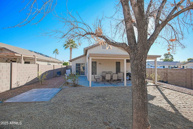 back of house featuring a yard and a patio