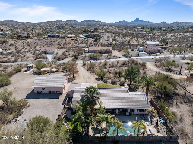 aerial view with a mountain view