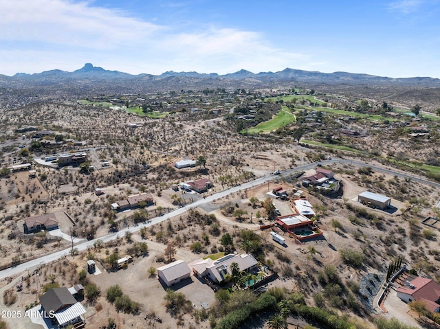 drone / aerial view featuring a mountain view