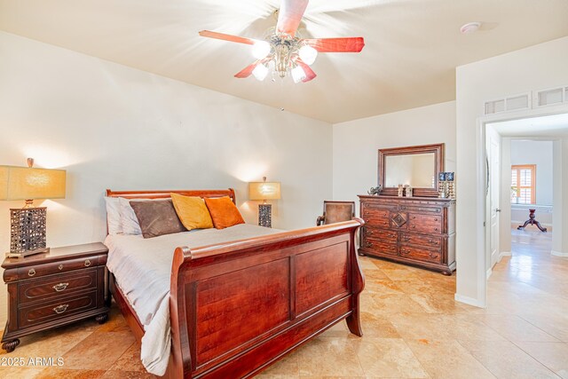 3597 W Mineral Butte Dr, San Tan Valley, AZ 85144 - bedroom featuring ceiling fan and light tile patterned flooring