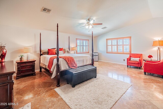 3597 W Mineral Butte Dr, San Tan Valley, AZ 85144 - bedroom with vaulted ceiling and a ceiling fan