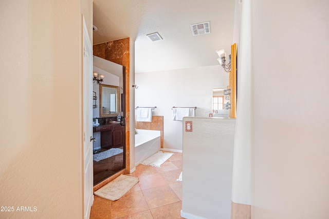 3597 W Mineral Butte Dr, San Tan Valley, AZ 85144 - full bath featuring a bath, tile patterned floors, and vanity