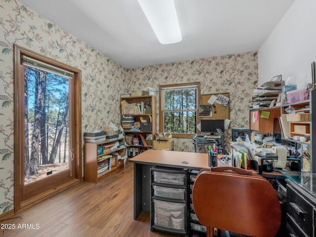 951 N Sky View St, Flagstaff, AZ 86004 - office space featuring wallpapered walls and wood finished floors