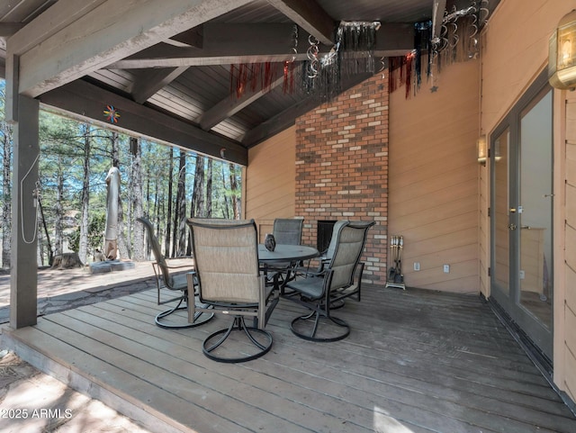 951 N Sky View St, Flagstaff, AZ 86004 - wooden deck featuring outdoor dining area
