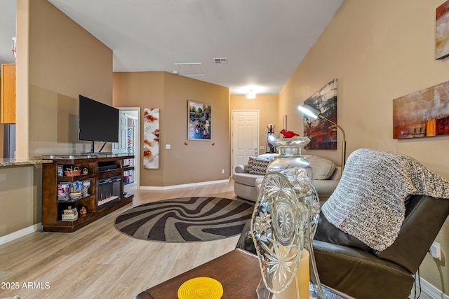 living room featuring light hardwood / wood-style floors