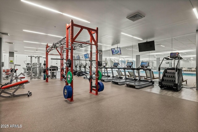 workout area featuring visible vents