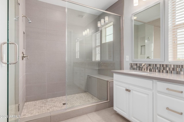 1848 S Follett Way, Gilbert, AZ 85295 - full bathroom featuring a stall shower, vanity, and tile patterned floors