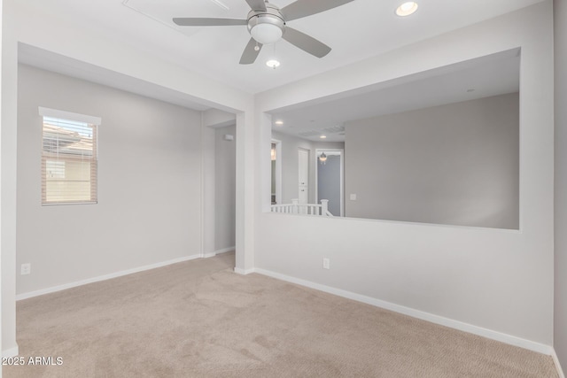 1848 S Follett Way, Gilbert, AZ 85295 - unfurnished room with carpet floors, a ceiling fan, recessed lighting, and baseboards