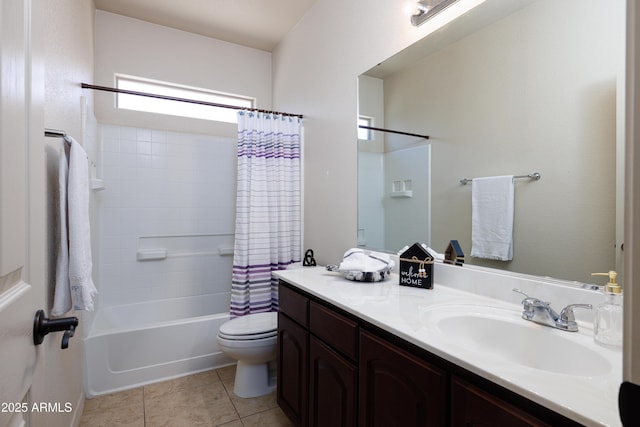 2003 Valley Sage St, Sierra Vista, AZ 85635 - bathroom with vanity, toilet, shower / bath combo with shower curtain, and tile patterned floors