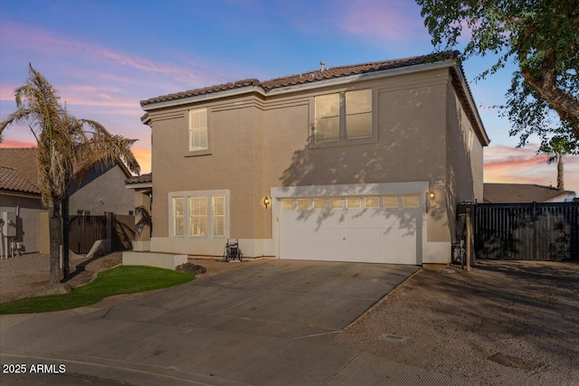 view of front of home with a garage