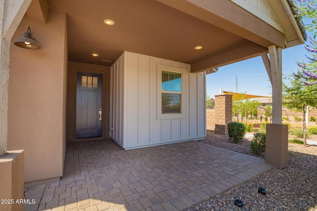 22507 E Quintero Rd, Queen Creek, AZ 85142 - entrance to property featuring a patio area and board and batten siding