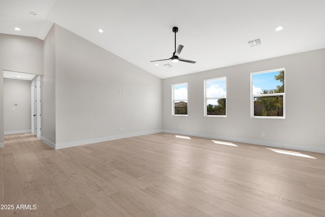 19622 W Pasadena Ave, Litchfield Park, AZ 85340 - unfurnished room with ceiling fan, visible vents, a wealth of natural light, and lofted ceiling