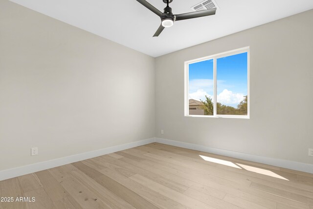 19622 W Pasadena Ave, Litchfield Park, AZ 85340 - spare room with ceiling fan, baseboards, visible vents, and light wood-style flooring