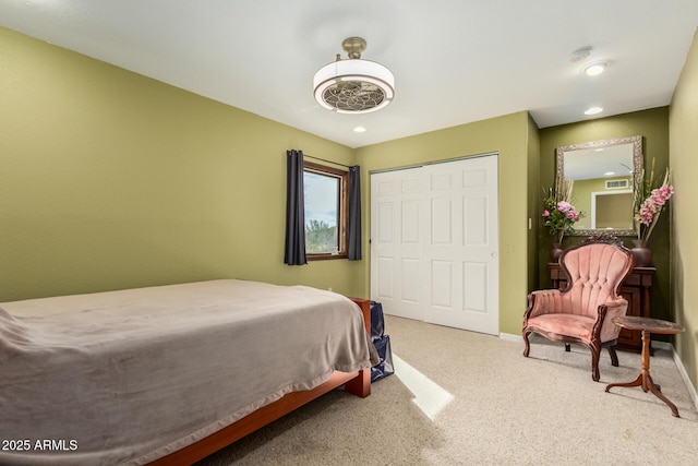 50031 N 27th Ave, New River, AZ 85087 - carpeted bedroom with a closet, baseboards, a ceiling fan, and recessed lighting