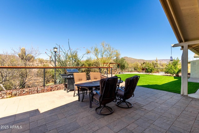 50031 N 27th Ave, New River, AZ 85087 - view of patio / terrace with outdoor dining area, grilling area, and a mountain view