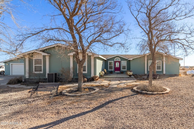 single story home with a garage