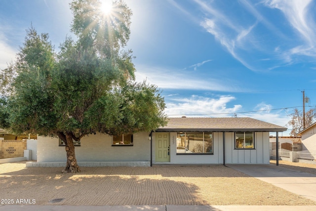 view of single story home