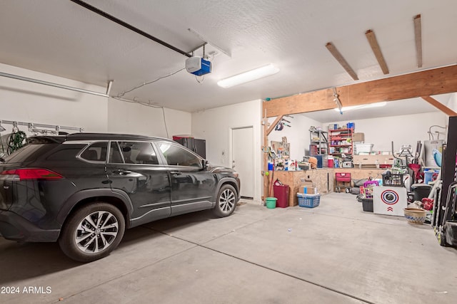 garage with a garage door opener