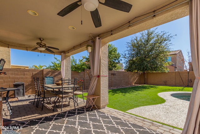 view of patio / terrace with ceiling fan