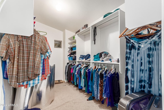 walk in closet with carpet