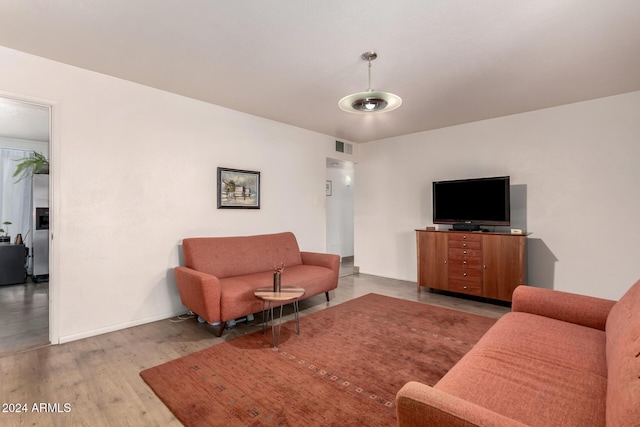 living room with hardwood / wood-style flooring