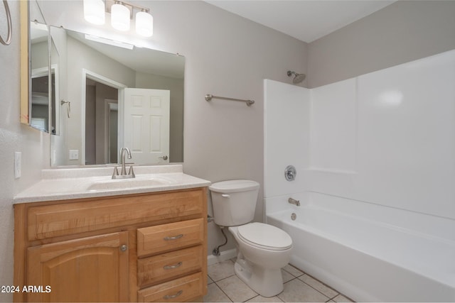 full bathroom featuring tile patterned floors, vanity, toilet, and shower / bath combination