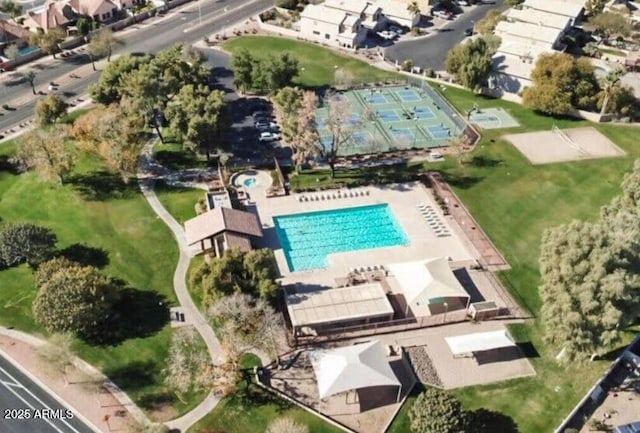 4306 E Raven Rd, Phoenix, AZ 85044 - aerial view of property and surrounding area featuring a pool area