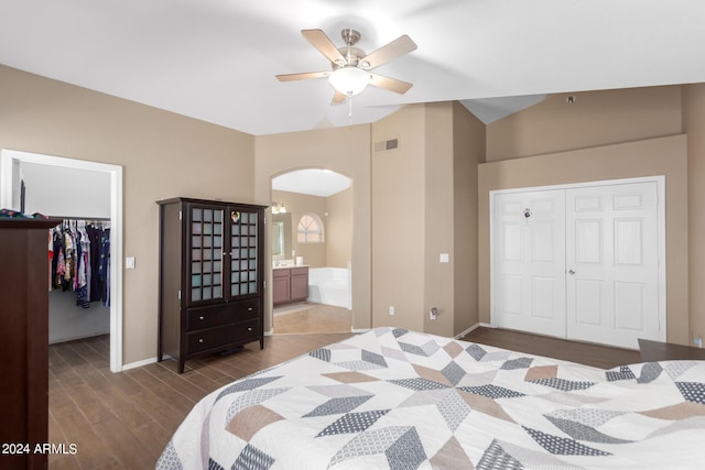745 E Megan St, Chandler, AZ 85225 - bedroom with a closet, wood finished floors, a walk in closet, visible vents, and arched walkways