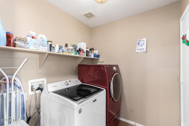 745 E Megan St, Chandler, AZ 85225 - washroom featuring laundry area, baseboards, separate washer and dryer, and visible vents