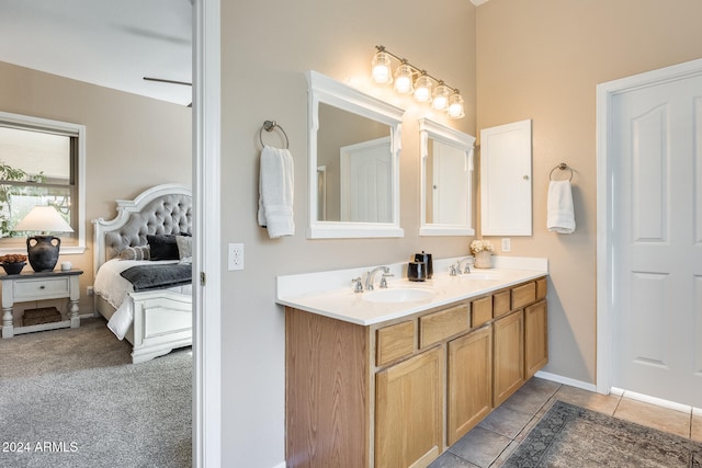 bathroom with vanity and tile patterned floors