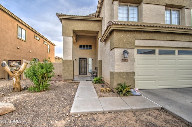 exterior space featuring a garage