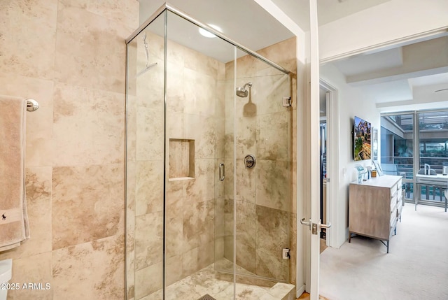 full bathroom featuring a stall shower