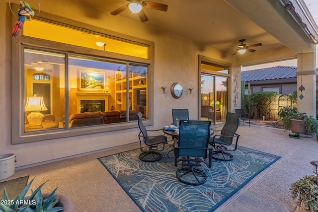 view of patio with ceiling fan