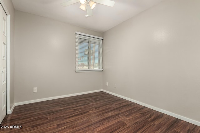 14408 N 35th Ave, Phoenix, AZ 85053 - unfurnished bedroom with dark hardwood / wood-style flooring, a closet, and ceiling fan