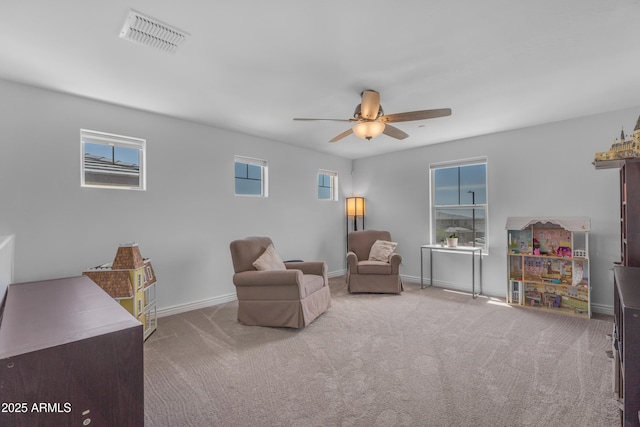 12370 W Cassia Trl, Peoria, AZ 85383 - living area with a ceiling fan, carpet floors, and baseboards
