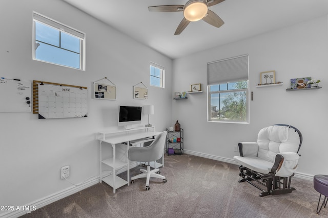 12370 W Cassia Trl, Peoria, AZ 85383 - carpeted office featuring baseboards and a ceiling fan
